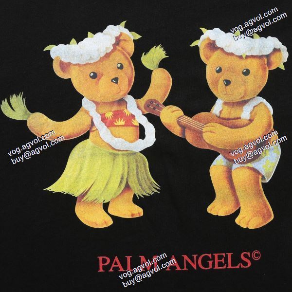 首胸ロゴ 2020秋冬 ハワイフラスコギター小熊半袖Tシャツ パーム エンジェルス Palm Angels スーパーコピー 2色可選